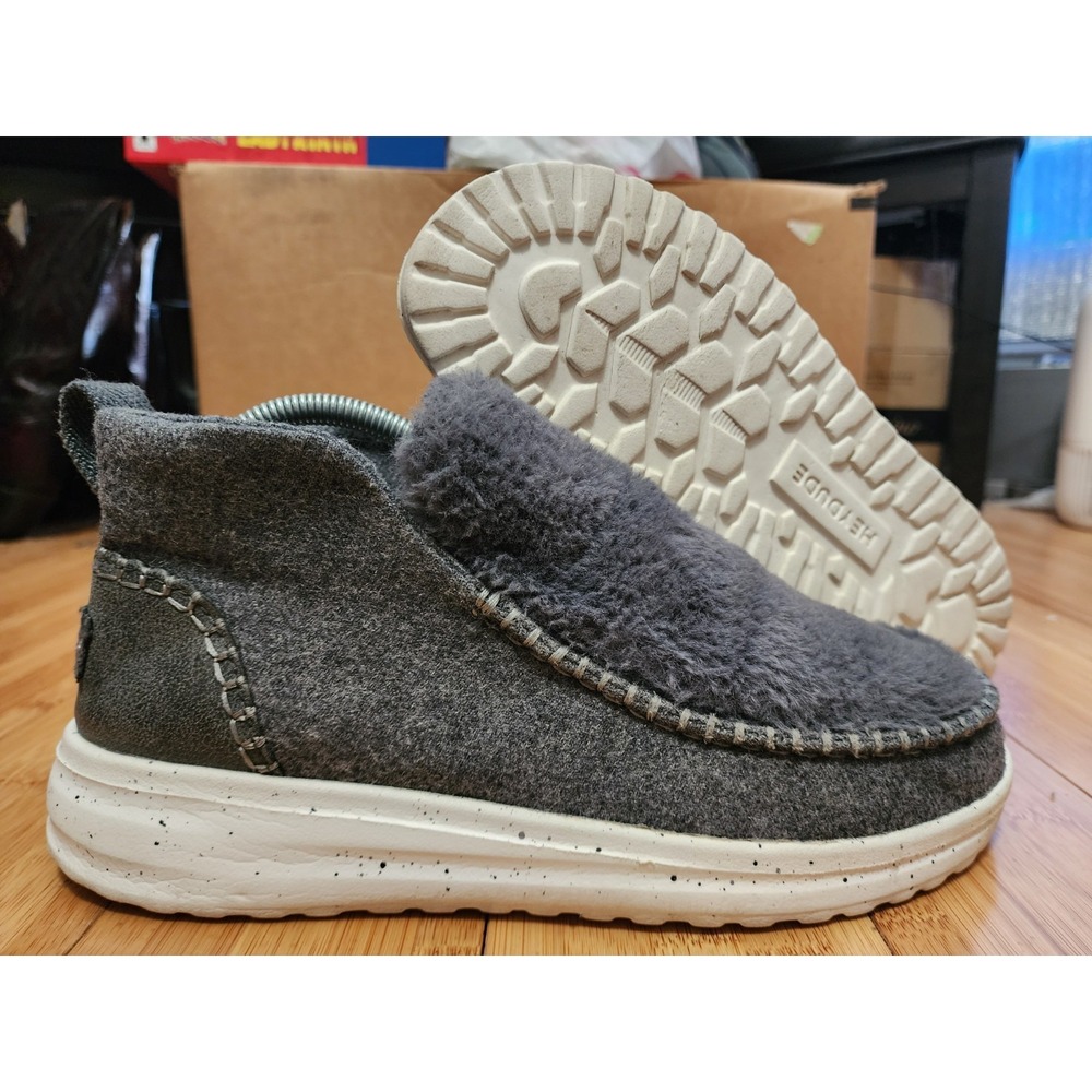 Hey Dude Denny Wool Faux Shearling Womens Size 9 Casual Shoes Grey 40208-030-8